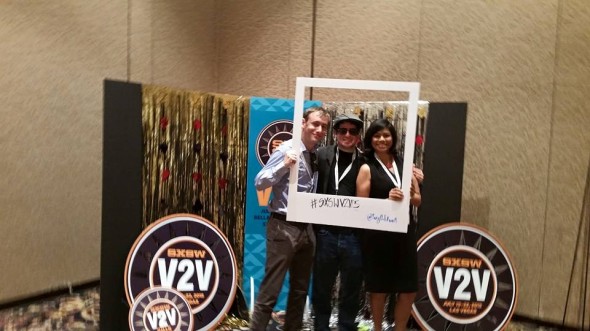 From the left: Chris Nicholson, Craig Montuori & Tahmina speaking about at SXSW V2V